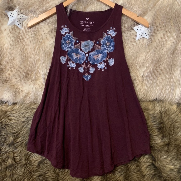 American Eagle Floral Embroidered Tank Top - Picture 2 of 6